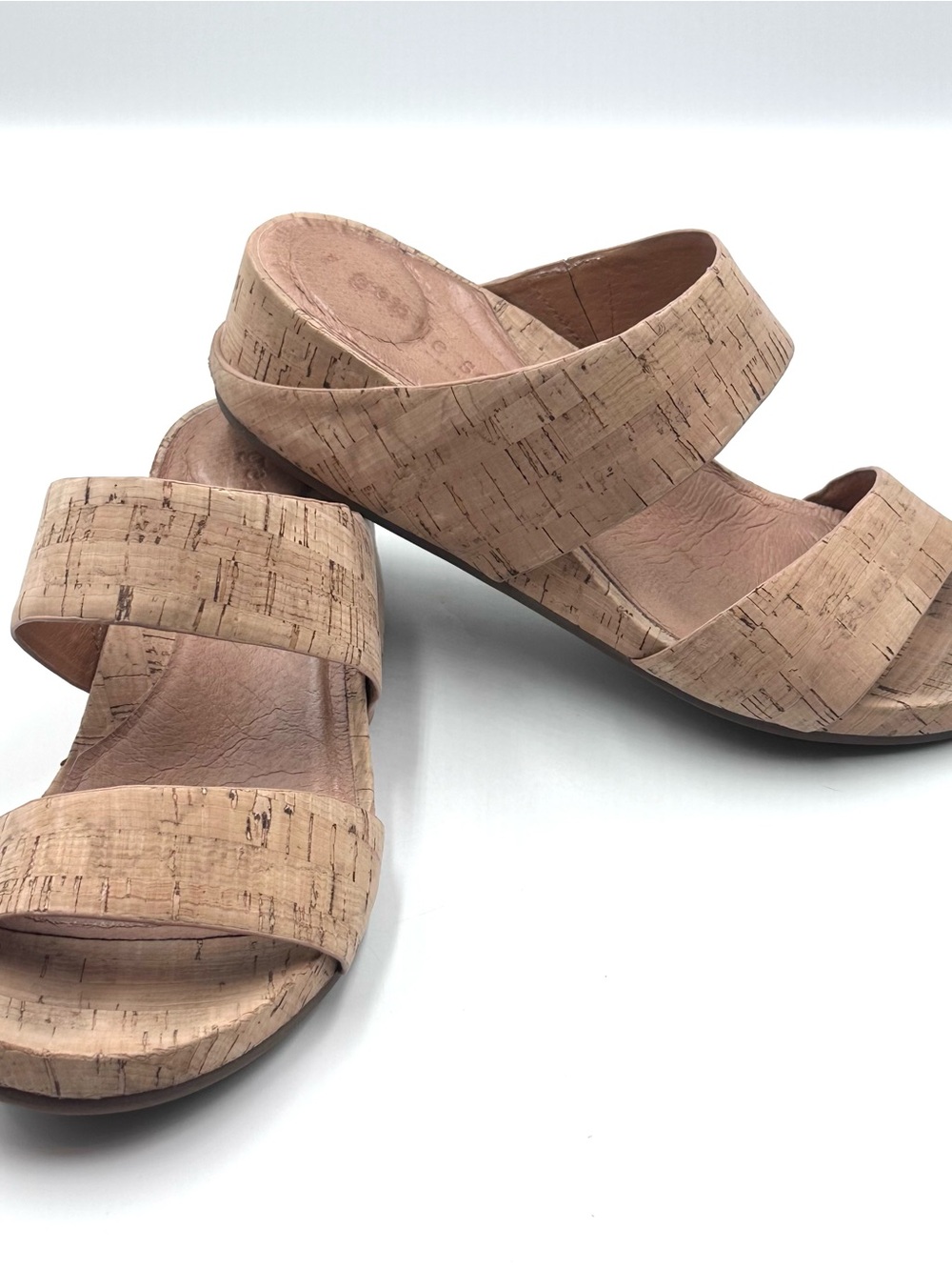 Gentle Souls by Kenneth Cole Cork Double Strap Wedge Mules - Light Tan